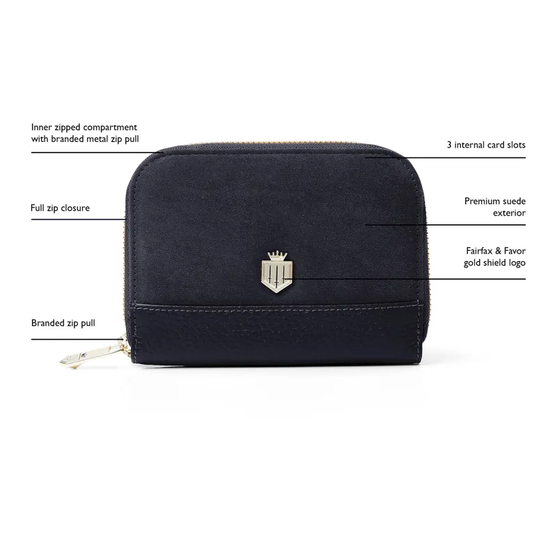 Fairfax and Favor Mini Salisbury Purse  Navy Suede-3